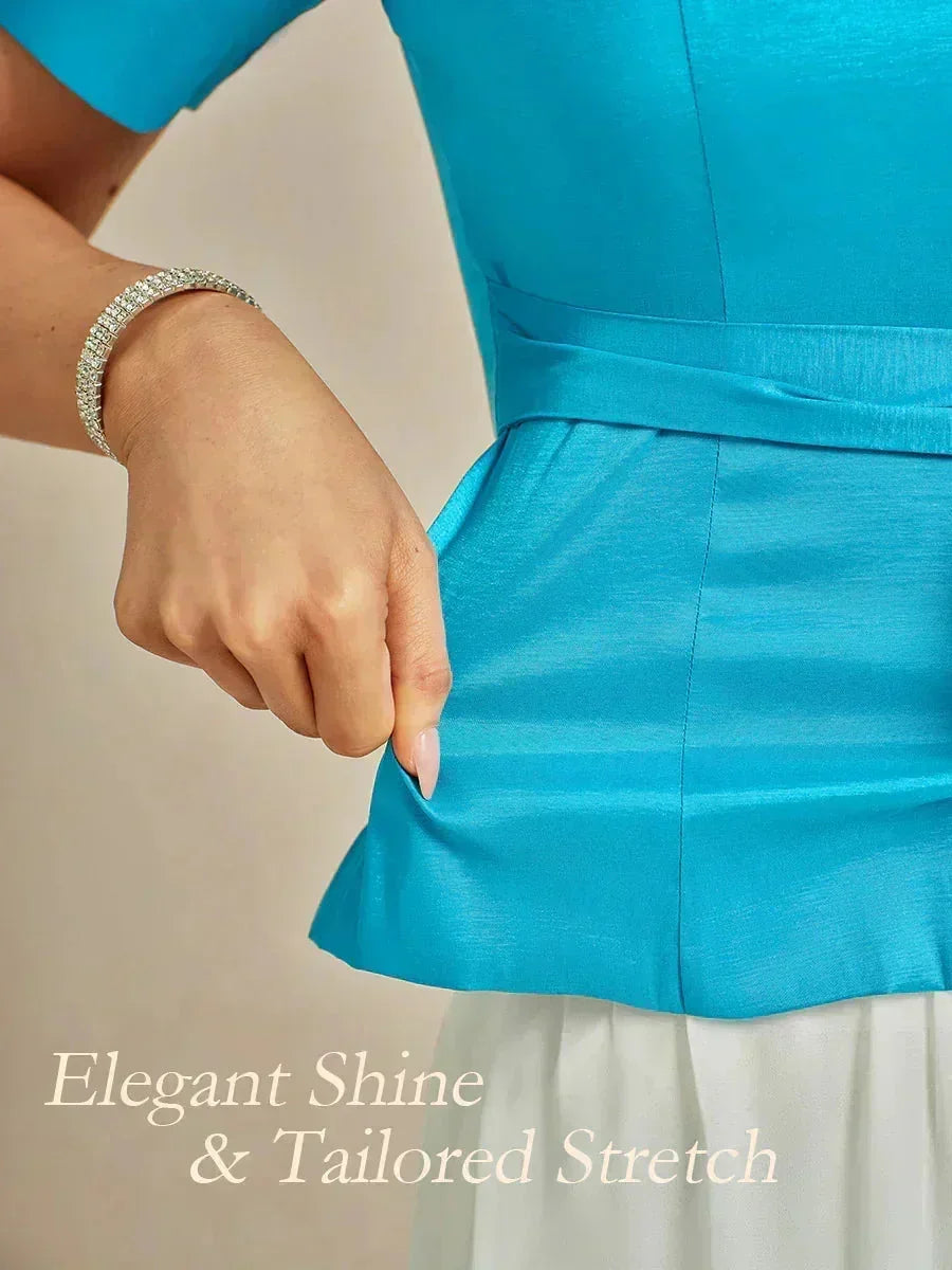 Bluse aus Stretch-Taft mit Ellenbogenärmeln