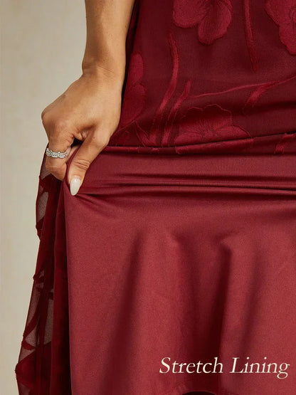 Ruffle Flutter Lace Midi Dress