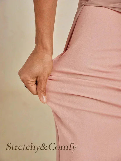 Pantalon droit avec surjupe fendue en mousseline