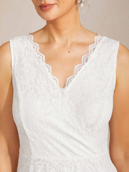 Lightweight Sleeveless Lace Wedding Dress with Matching Shawl