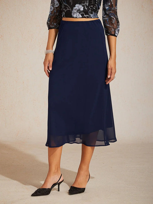 Flowy Panel Chiffon Tea-Length Skirt