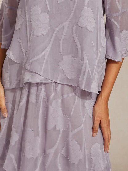 Dressy Chiffon Asymmetric Hem Blouse