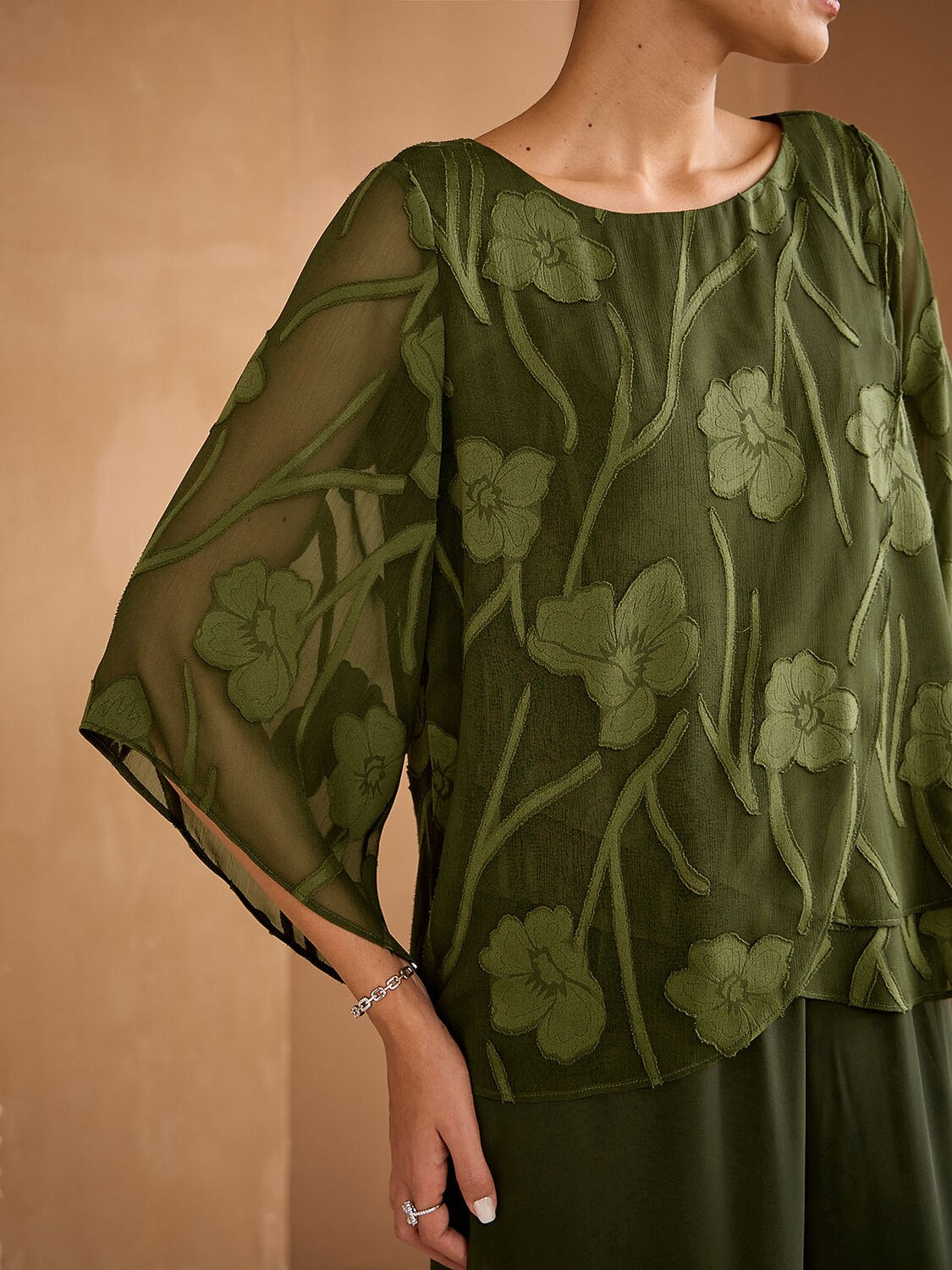 Floral Layered Chiffon Tops