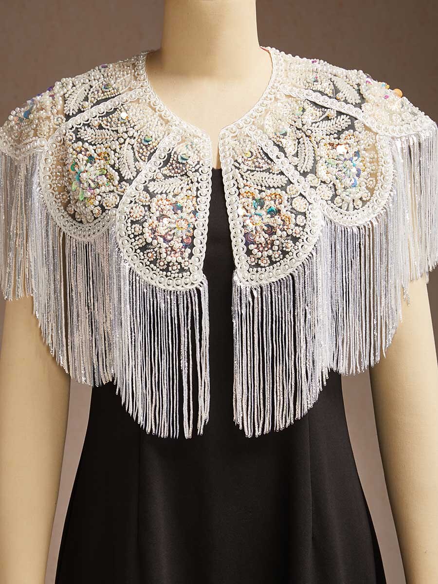 Vintage Beaded Tassel Shawl