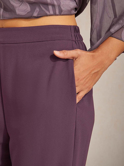 Mid-Rise Elastic Waist Wide-Leg Pants with Pockets