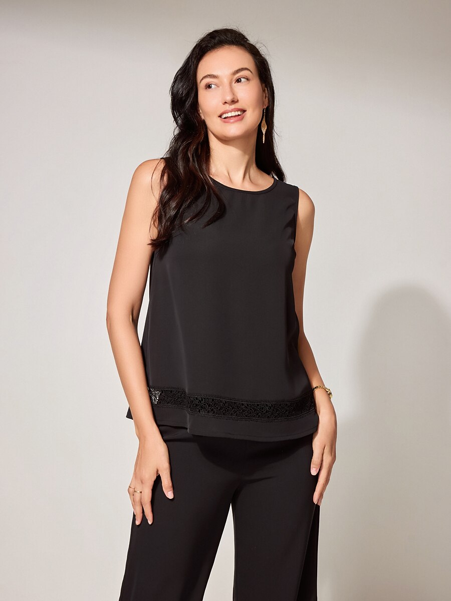 Lace-Trimmed Satin Tank Top Cardigan Set