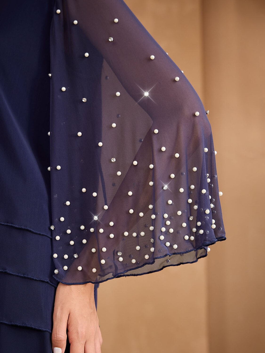 Beaded Layered Mesh Blouse