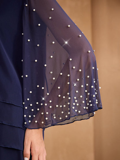 Beaded Layered Mesh Blouse
