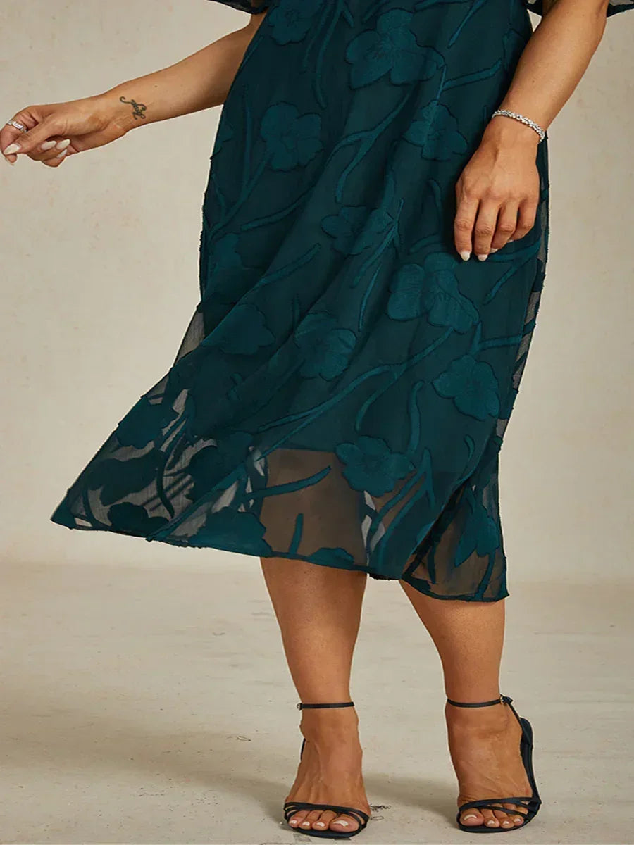 Ruffle Flutter Lace Maxi Dress for Plus Size