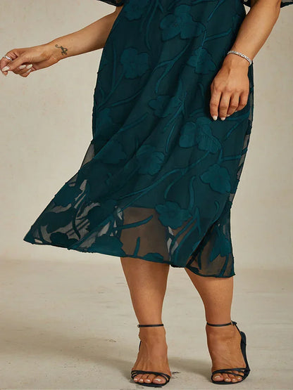 Ruffle Flutter Lace Maxi Dress for Plus Size