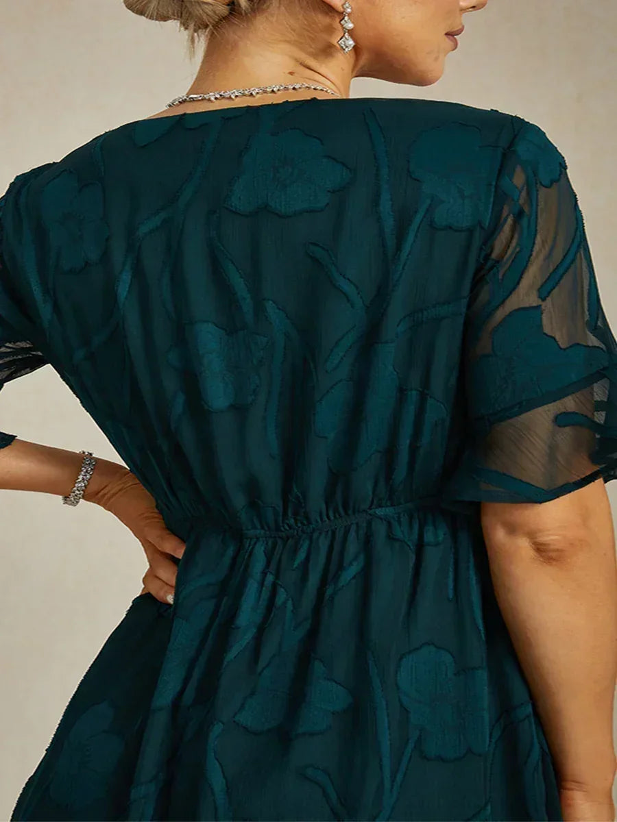 Ruffle Flutter Lace Maxi Dress for Plus Size