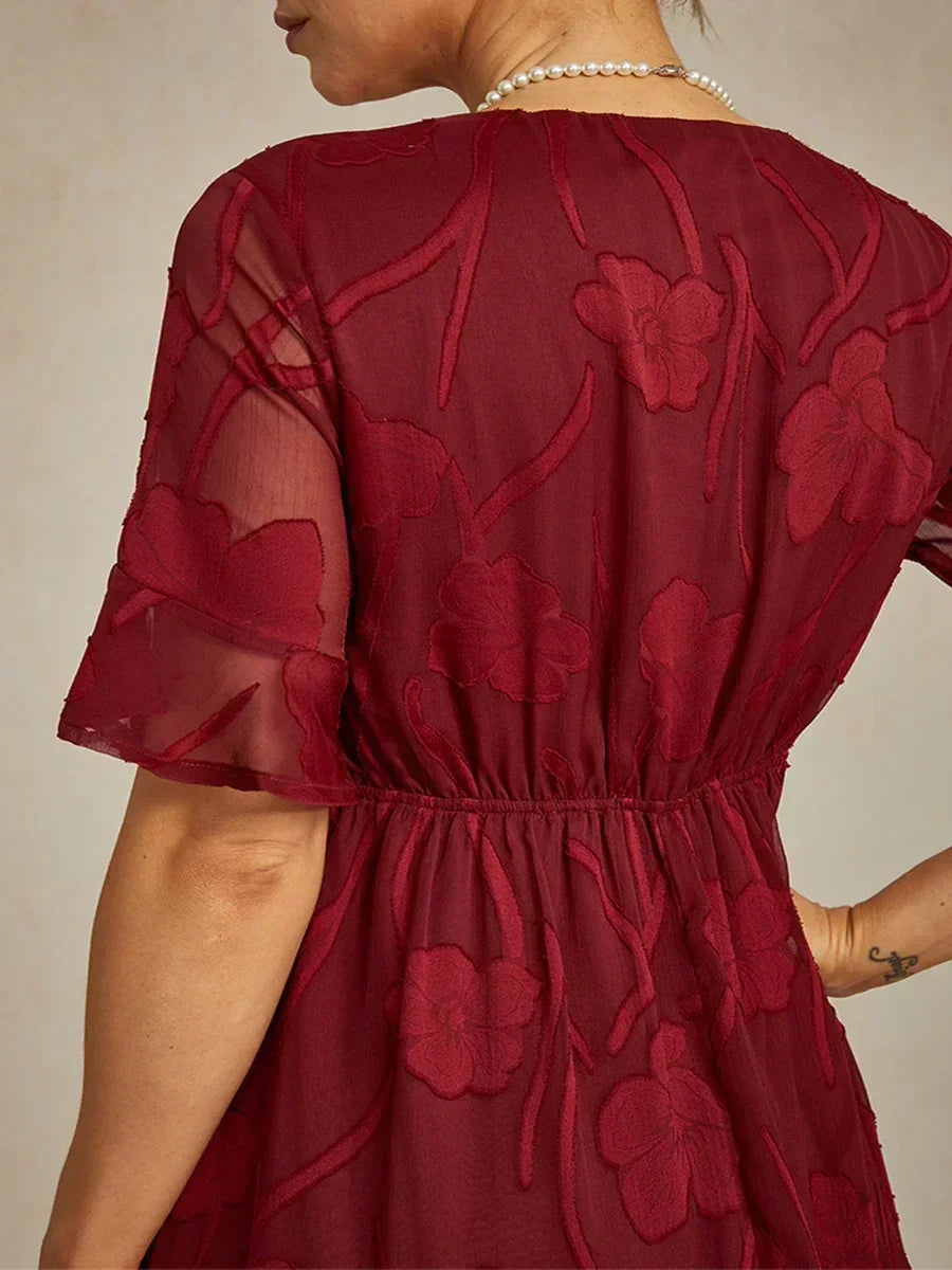 Ruffle Flutter Lace Maxi Dress for Plus Size