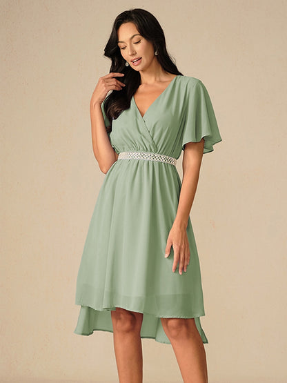 Elegant Pastel Green A-Line Chiffon Dress