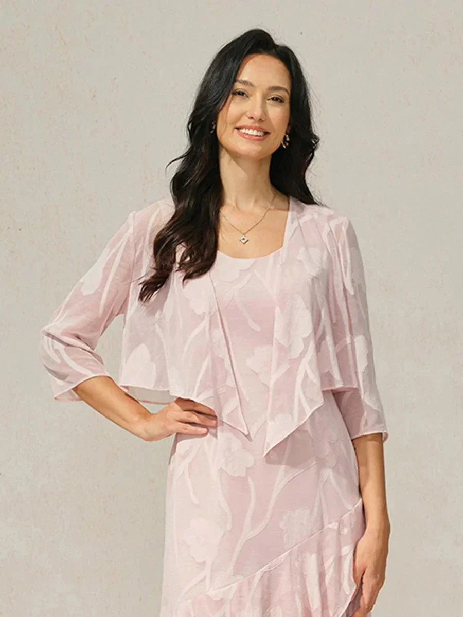 Floral Sheer Chiffon 3/4 Sleeve Shrug