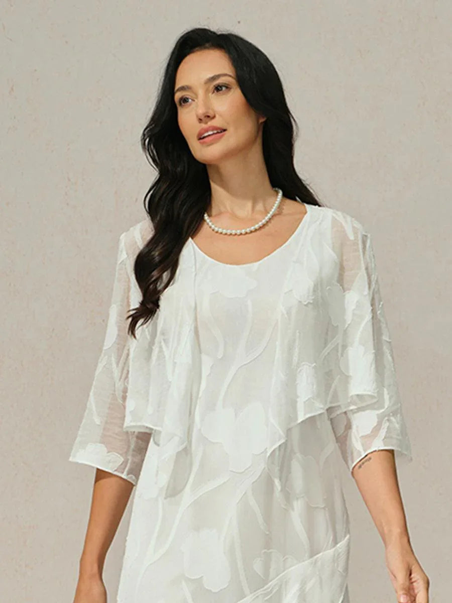 Floral Sheer Chiffon 3/4 Sleeve Shrug