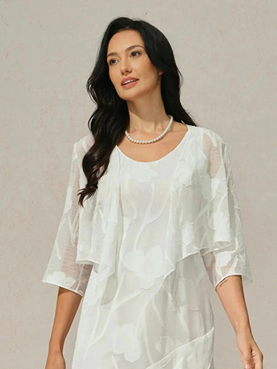 Floral Sheer Chiffon 3/4 Sleeve Shrug