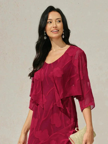 Floral Sheer Chiffon 3/4 Sleeve Shrug