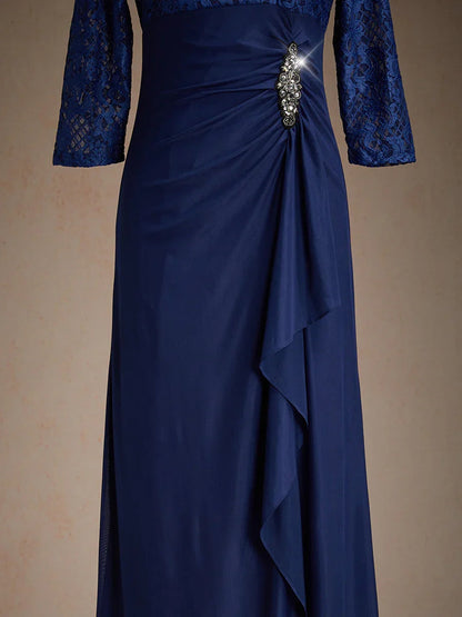 Lace A-Line Empire Waist Dress with Beaded Detail