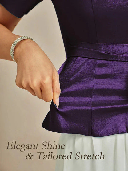Bluse aus Stretch-Taft mit Ellenbogenärmeln