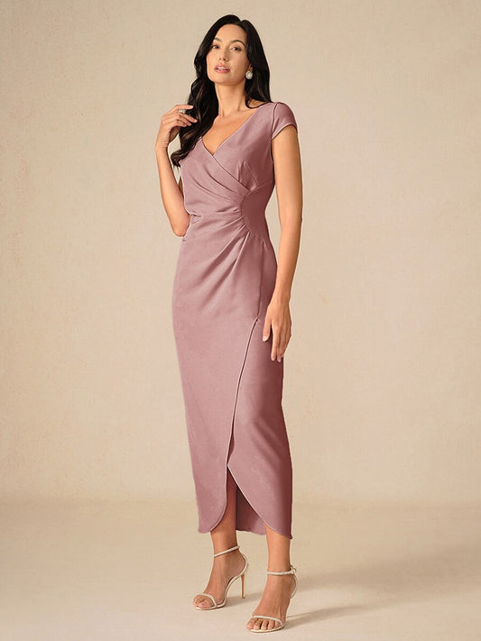 Elegant Dusty Rose Wrap Dress