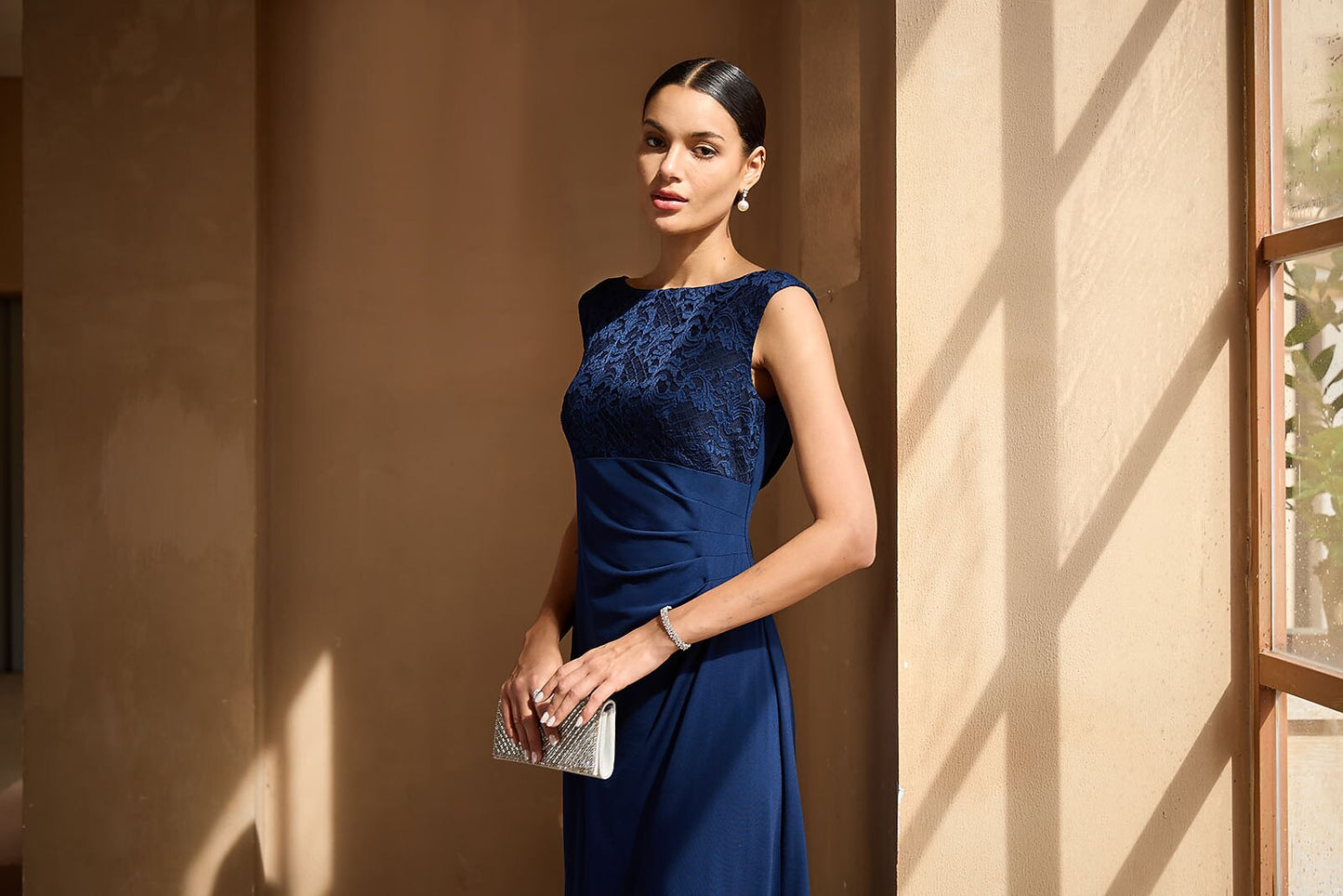 Lace Cowl Back Maxi Dress