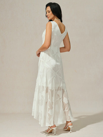 Floral Chiffon Evening Gown with Asymmetrical Hem