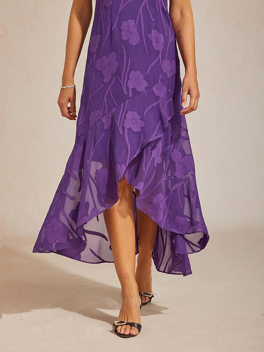 Floral Chiffon Sleeveless Gown