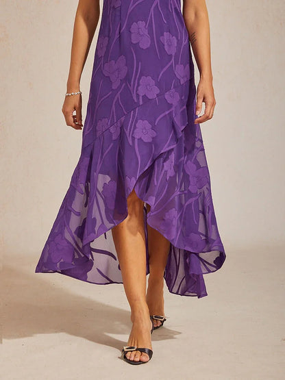 Floral Chiffon Sleeveless Gown