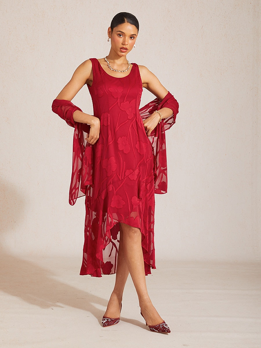Sheer Floral Chiffon Shawl