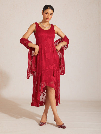 Sheer Floral Chiffon Shawl
