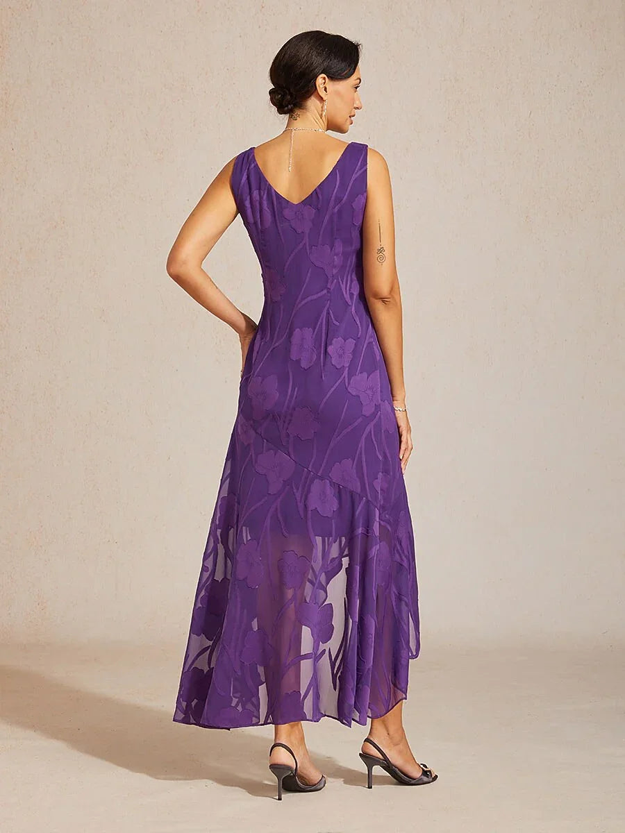 Floral Chiffon Sleeveless Gown