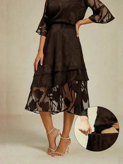 Floral Chiffon Midi Skirt