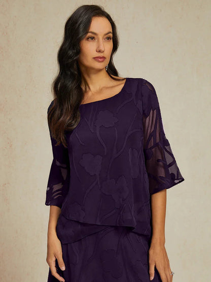 Dressy Chiffon Asymmetric Hem Blouse