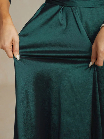 Stretch Taffeta Cocktail Dress with Tie Belt