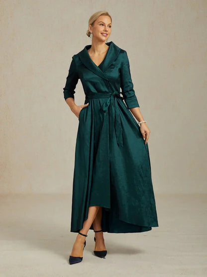 Cocktailkleid aus Stretch-Taft mit Bindegürtel