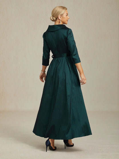 Stretch Taffeta Cocktail Dress with Tie Belt