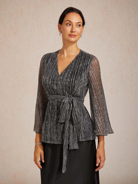 Dressy Wrap Tie Front Tops