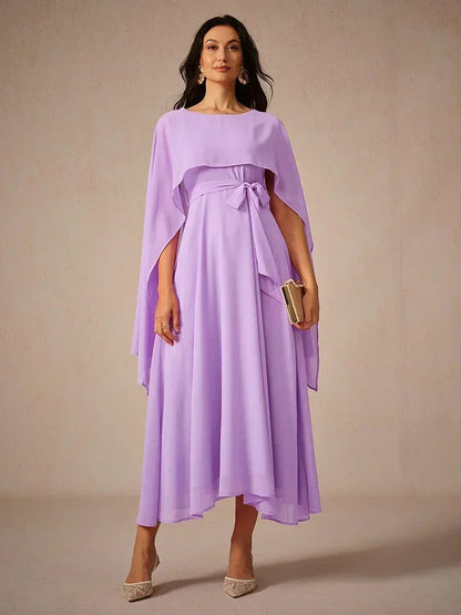 Two-Way Sheer Chiffo Cape Dress