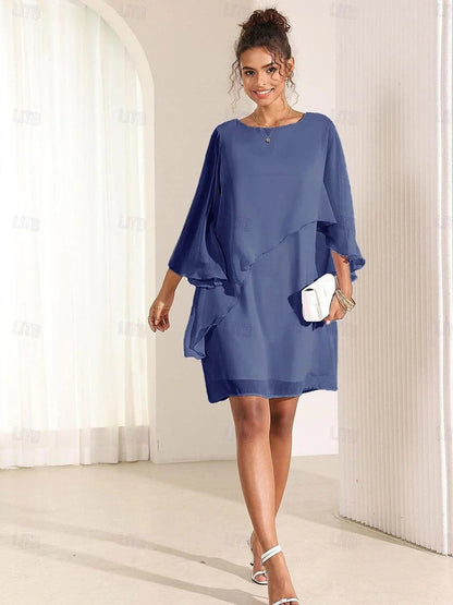 Ruffle Flared Sleeve Chiffon Dress