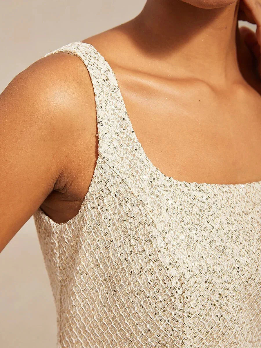 Mesh Sequin 3/4 Sleeve Jacket Dress