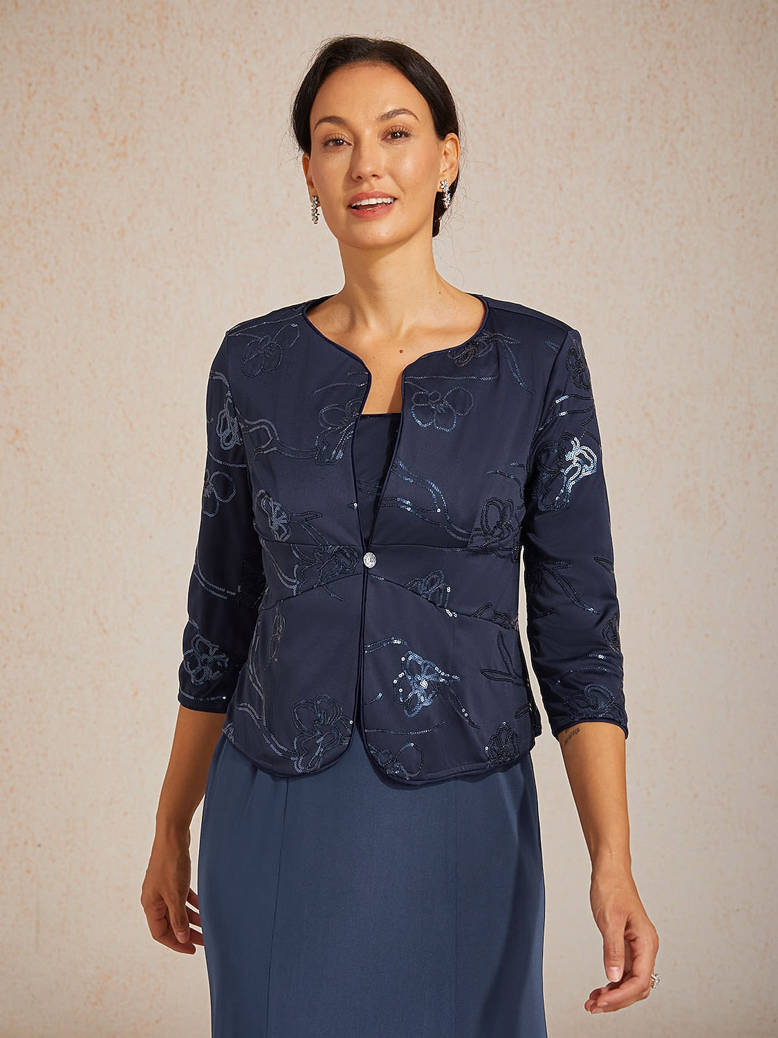 Midi Sequin Embroidered Jacket Dress