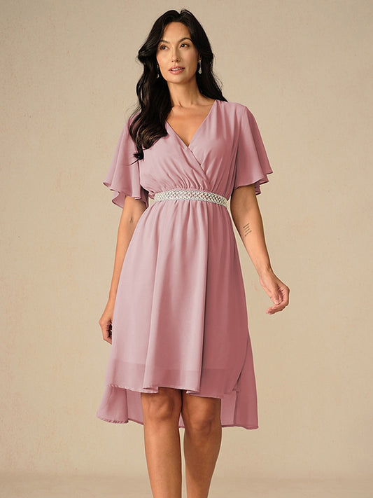 Elegant Pastel Green A-Line Chiffon Dress