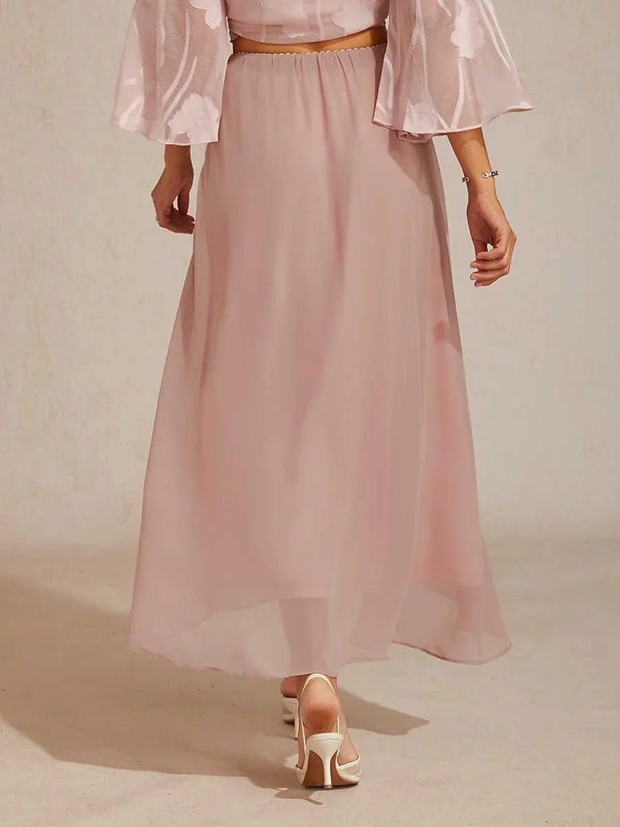 High-Low Overlay Chiffon Skirt with Lining