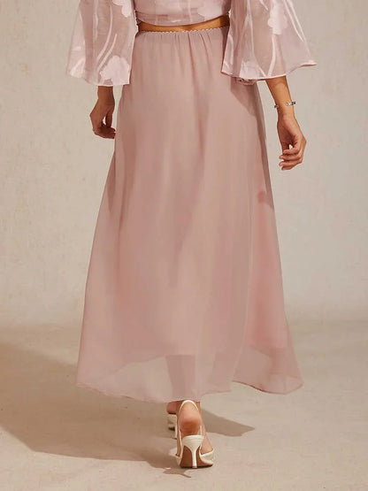 High-Low Overlay Chiffon Skirt with Lining