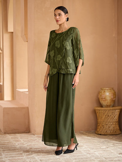 Floral Layered Chiffon Tops