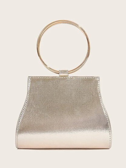 Crystal Clutch with Gold Ring Handle C Elegant Bag