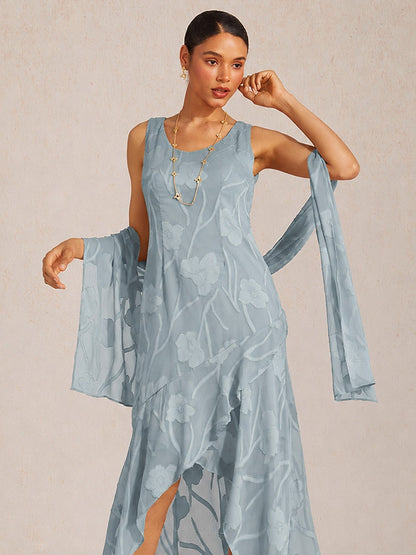 Sheer Floral Chiffon Shawl
