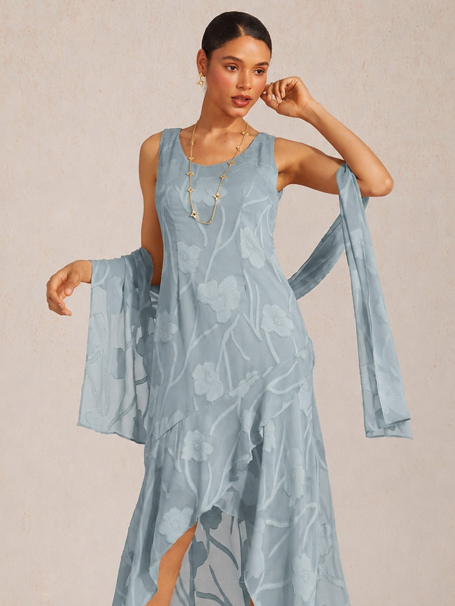 Sheer Floral Chiffon Shawl
