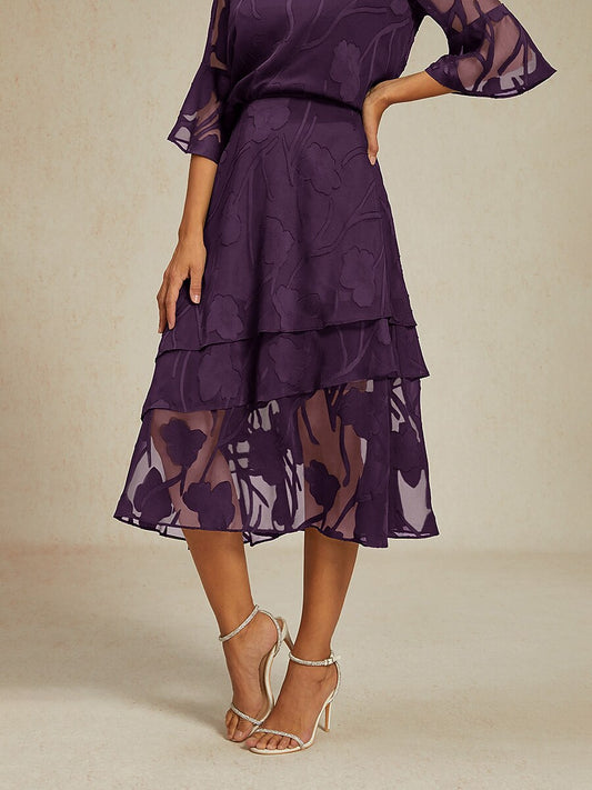 Floral Chiffon Midi Skirt