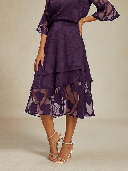 Floral Chiffon Midi Skirt